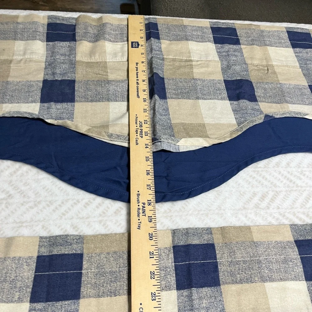 JC Penny Home Blue and Tan Plaid Valances